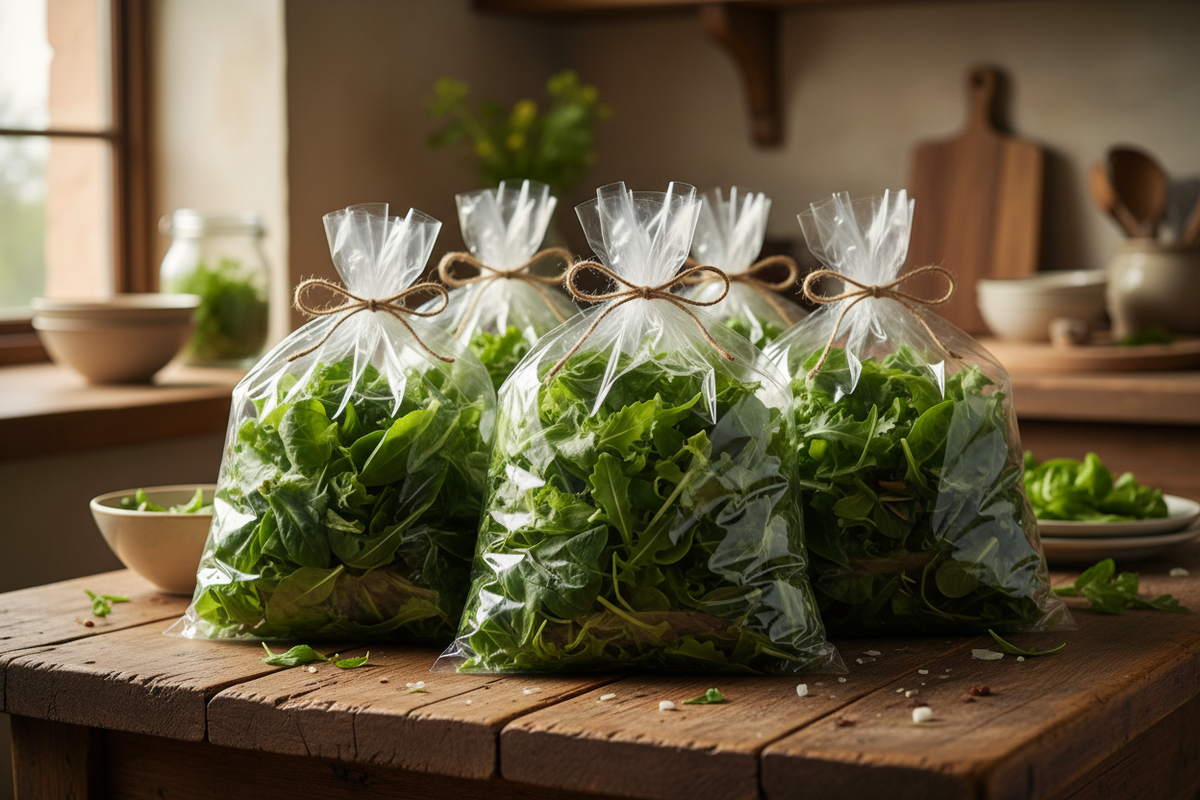 Salades lavées et séchées