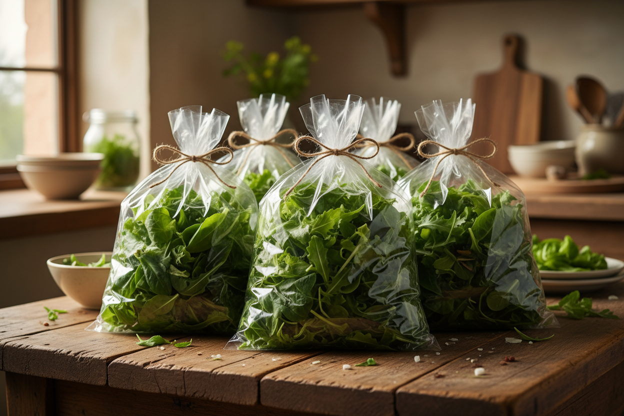 Salades lavées et séchées